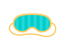 Sleep Mask For Eyes With Stripes. Night Accessory To Sleep, Travel And Recreation. A Symbol Of Pajama Party. Isolated Vector Illustration On White Background