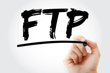 Aufkleber - FTP - File Transfer Protocol acronym with marker, technology concept background.