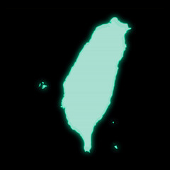 Sticker - Map of Taiwan, old green computer terminal screen