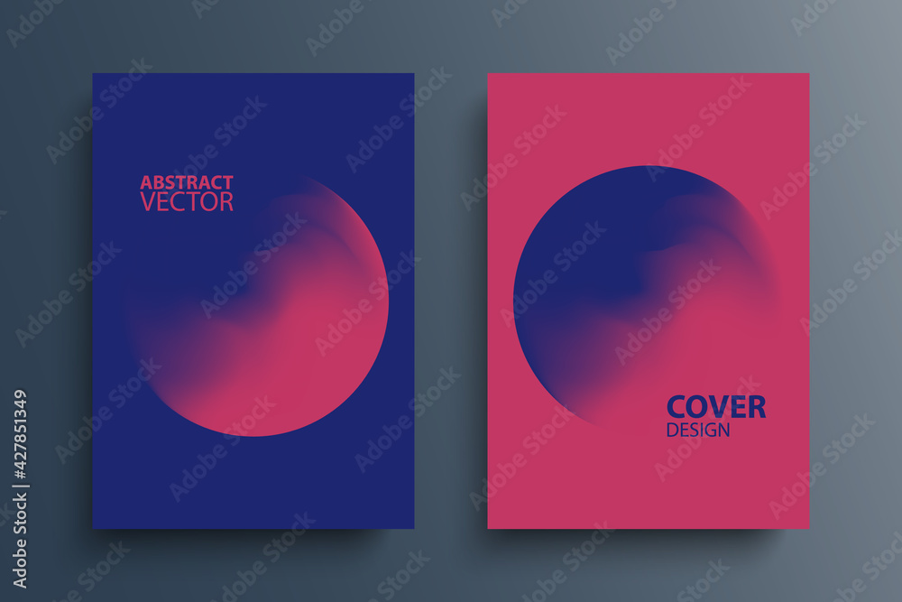 Brochure cover template layouts with gradient orbs round shapes. Futuristic abstract backgrounds with color gradient for your graphic design. Vector illustration. - obrazy, fototapety, plakaty 