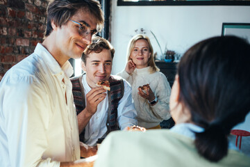 Wall Mural - Coffe break with pizza at the office