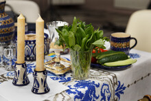 Preparation For The Holiday. Preparing For The Passover Seder Holiday. Table Setting.