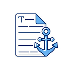 Sticker - Anchor text RGB color icon. Webpage with link. Document with hyperlink. Copywriting services. Freelance, SEO work. Professional journalist. Commercial article. Isolated vector illustration