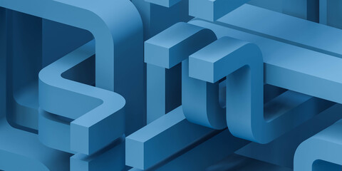 Poster - blue abstract geometric shape background 3d render illustration