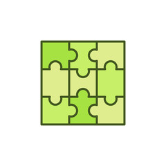 Poster - Nine Pieces Puzzle vector concept green icon