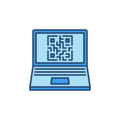 Poster - Laptop Screen with QR Code vector concept colored icon