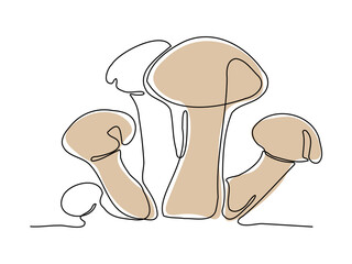 Wall Mural - Vector sigle line art mushrooms. Outline honey agaric mushroom. Nature illustration for design