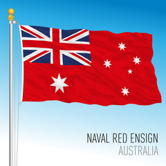 Wall Mural - Naval Red Ensign flag, Australia, oceanian country, vector illustration