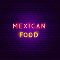 Wall Mural - Mexican Food Neon Text