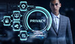 © photon_photo - Cyber security data protection business technology privacy concept. Young businessman select the word Privacy on the virtual display.