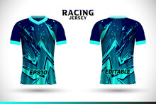 Sports Racing Jersey Design. Front Back T-shirt Design. Templates For Team Uniforms. Sports Design For Football, Racing, Gaming Jersey. Vector.