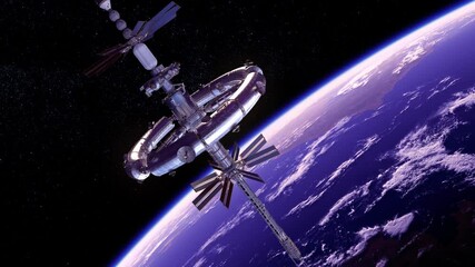 Wall Mural - concept of new international space station. 3d animation. 4k. ultra high definition. 3840x2160.