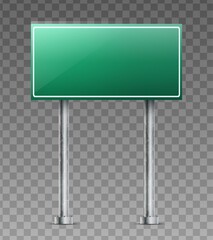 Wall Mural - Vector realistic green road sign. Isolated on white background.