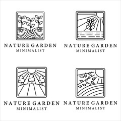 Wall Mural - set of garden of plants logo line art minimalist simple illustration design. bundle collection garde