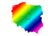 Zarys Generatora wiatrowego wbudowany w kolorowy zarys mapy Polski.