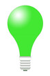 Pojedyncza kolorowa żarówka w kolorze zielonym na białym tle w wersji widoku 2D.