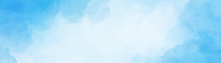 Wall Mural - pastel blue and white watercolor background design with soft texture and abstract cloudy border illu