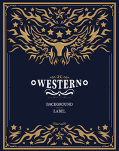 Western Style Label Design, Rodeo Post Elements. 