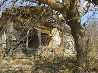 Wall Mural - An old abandoned building on a sunny day.