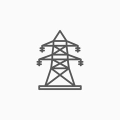 electric tower icon, high voltage power vector