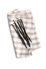 Poster - Vanilla pods on checkered napkin. Sticks of vanilla