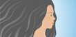 © Eva Almqvist - Woman with big black hair in profile. Vector illustration. EPS10.
