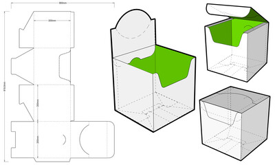 Counter display stand and Die-cut Pattern. The .eps file is full scale and fully functional. Prepared for real cardboard production. The .eps file is full scale and fully functional.