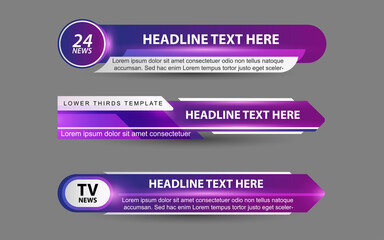 Wall Mural - set collection vector of broadcast news lower thirds template layout design banner for bar headline 