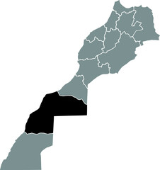 Wall Mural - Black highlighted location map of the Moroccan Laâyoune-Sakia El Hamra region inside gray map of the Kingdom of Morocco