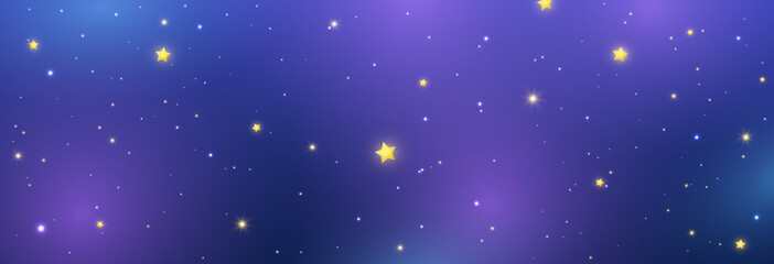night sky long banner with shiny stars. space texture. blue galaxy background. cosmos backdrop. magi