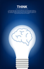 Poster - Brain icon inside light bulb . Business Concept of creative idea and solution.