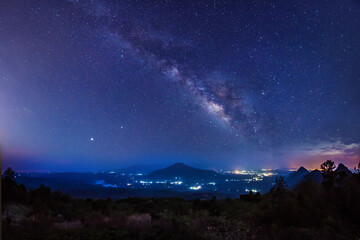Wall Mural - the milky way galaxy on the hill.