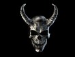 Heavy metal demon skull with horns with sharp teeth