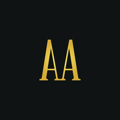 Sticker - AA initial letter elegant Logo template vector creative business gold and white color based