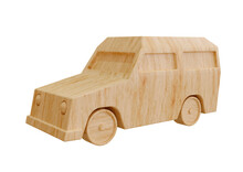 Homemade Wooden Toy Car Isolated On White Background
