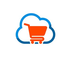 Poster - Simple cloud with shopping cart inside