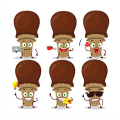 Sticker - Ice cream chocolate cartoon character with various types of business emoticons