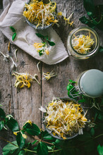 Ingredients For The Making Of Honeysuckle Syrup