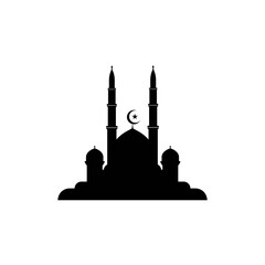 Wall Mural - Mosque icon logo vector design. Silhouette mosque on white isolated background