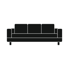 Canvas Print - Vector Modern sofa black simple icon isolated on white