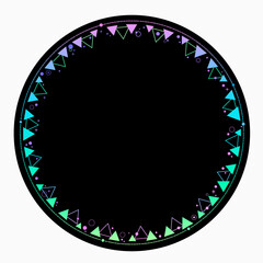 Wall Mural - round frame with triangles in a holographic palette