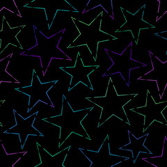 Wall Mural - seamless multicolored festive background with stars