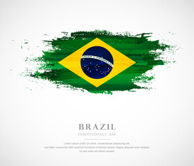 Wall Mural - Abstract watercolor brush stroke flag for independence day of Brazil