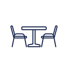 Dining Table And Chairs Line Icon