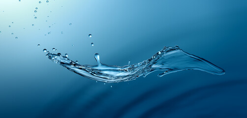 Wall Mural - water splash on blue background design macro element
