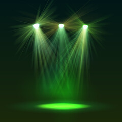 Wall Mural - Spotlight on stage with smoke and light.