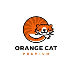 Sticker - orange cat logo vector icon illustration