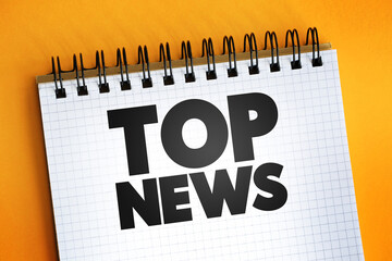 Poster - top news text quote on notepad, concept background.