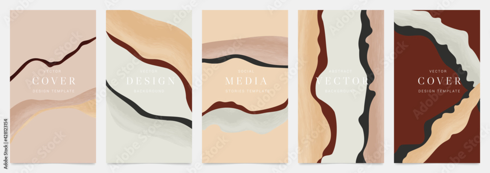 Minimal cover vector design collection. Organic shape abstract arts style background. social media and mobile wallpaper. vector illustration. - obrazy, fototapety, plakaty 