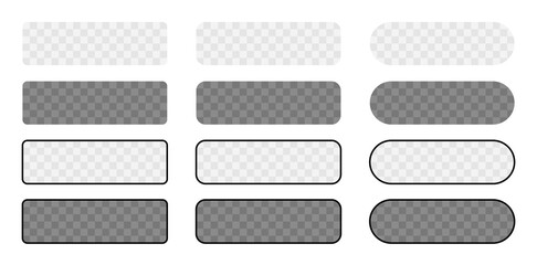 Blank button in 3d style on white background. Set transparent button isolated. White and black empty square signs for website or app. Vector illustration.